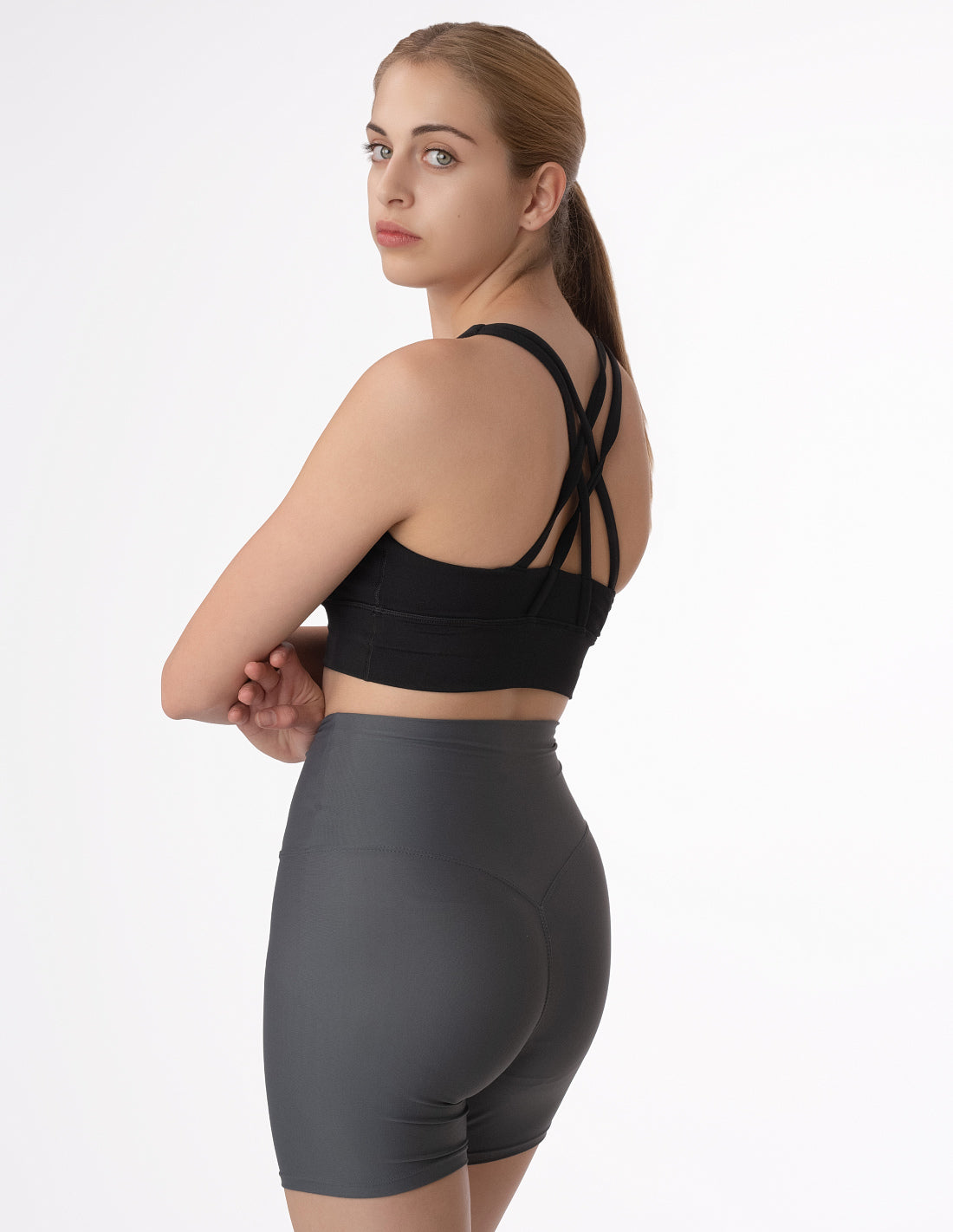 Short Ciclista Mujer con Costura Trasera en V, Tejido Compresivo Matrix