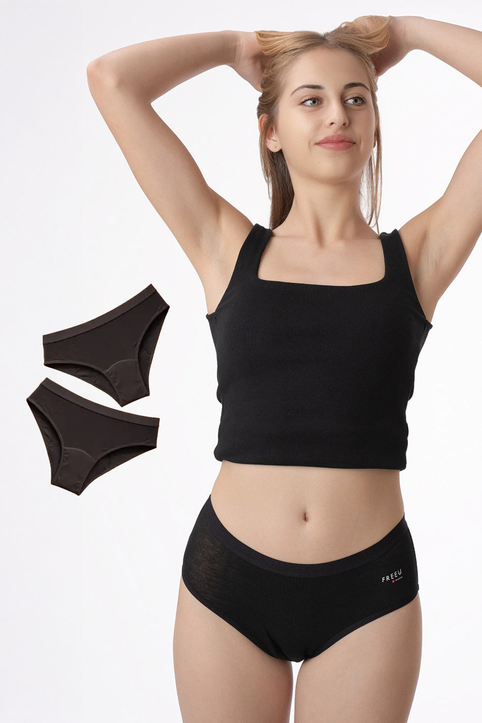 Pack of 2 TEEN menstrual briefs made of cotton, Boston