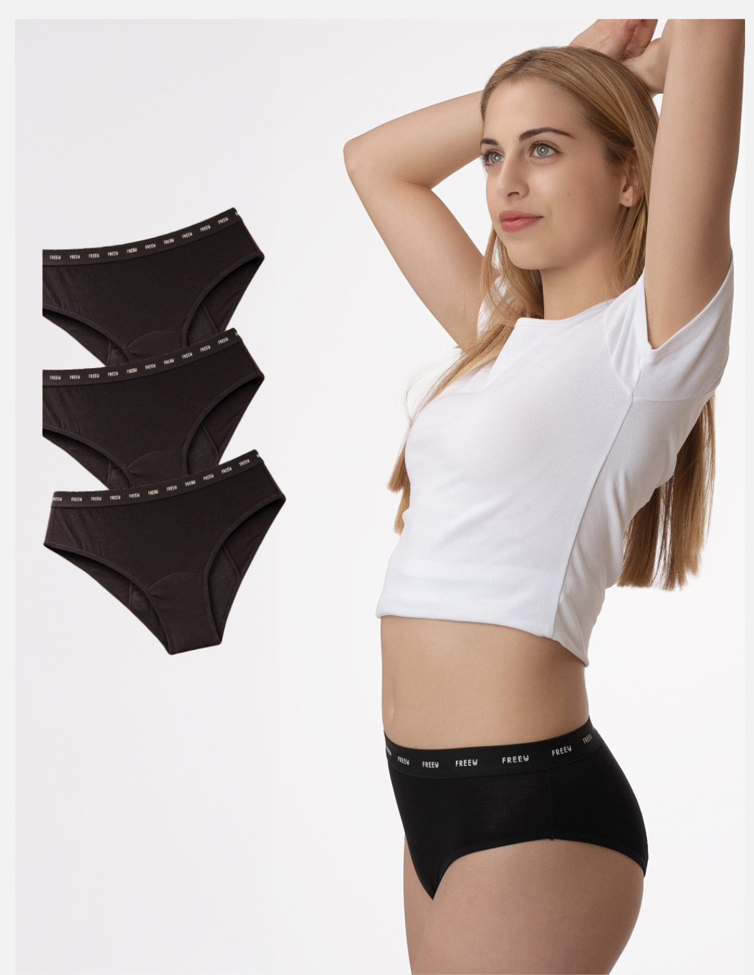 3 bamboo TEEN menstrual panties Logos FreeU