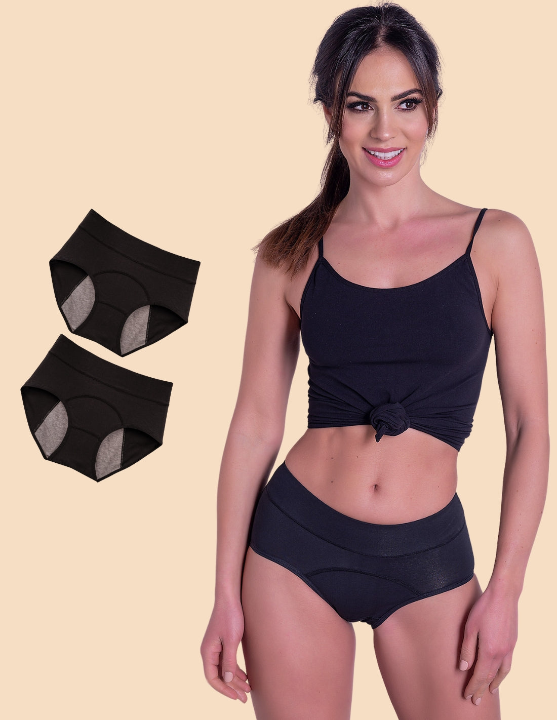 2 culottes menstruelles absorbantes en coton Indy