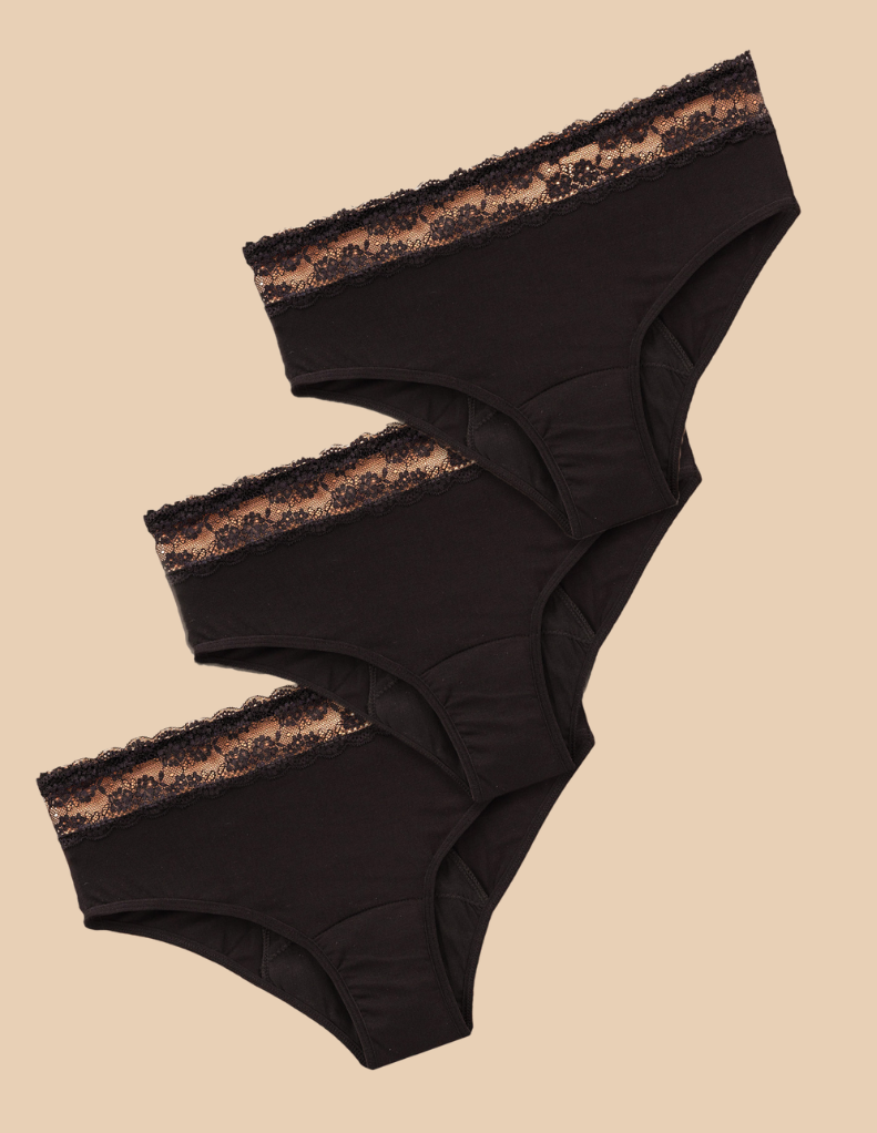 3 culottes menstruelles en bambou Lola flux abondant