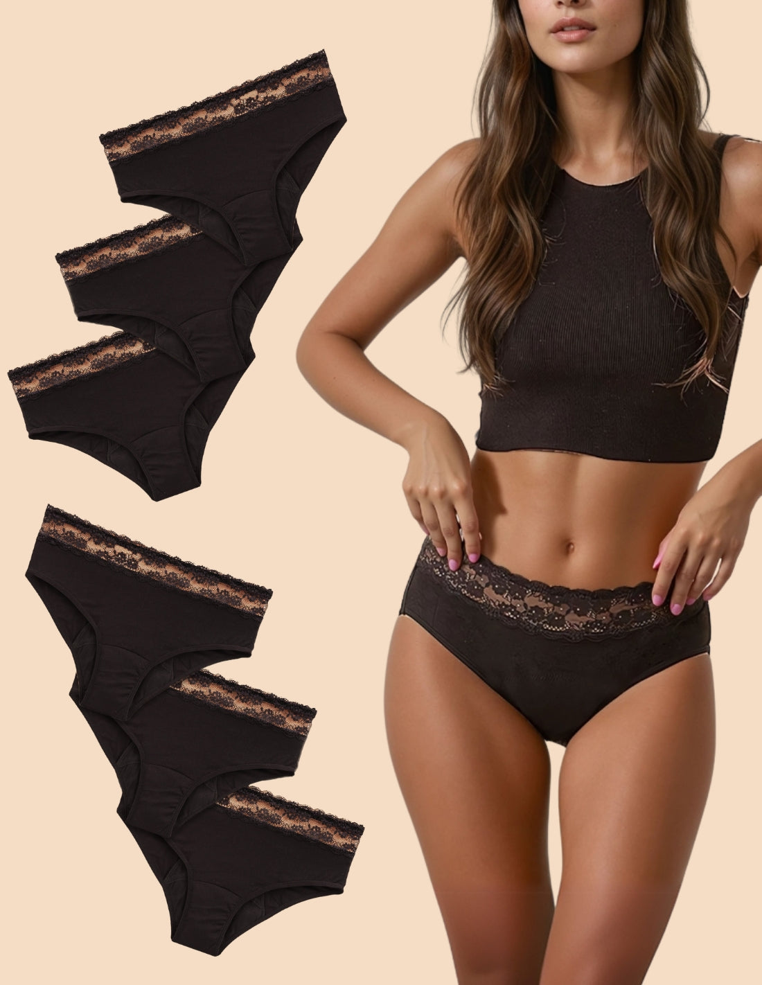 Komplet 4 bawełnianych majtek menstruacyjnych heavy flow Cloe
