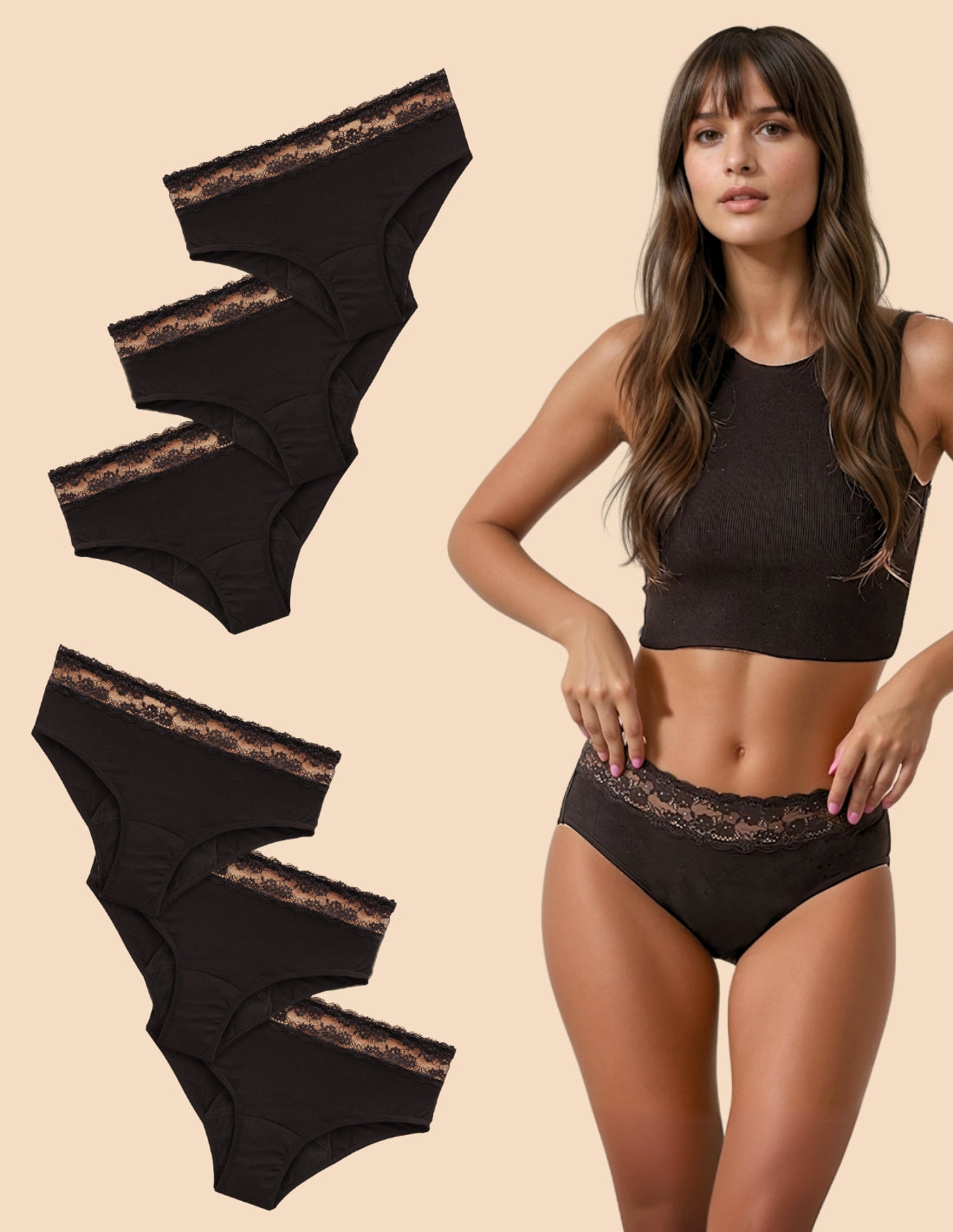 Komplet 4 bawełnianych majtek menstruacyjnych heavy flow Cloe