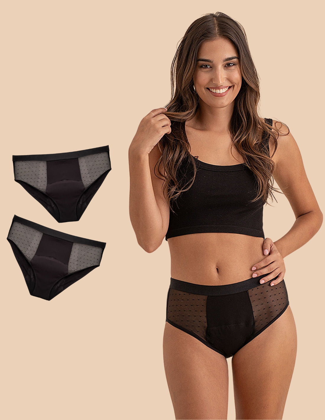 2 culottes menstruelles en coton Charlotte