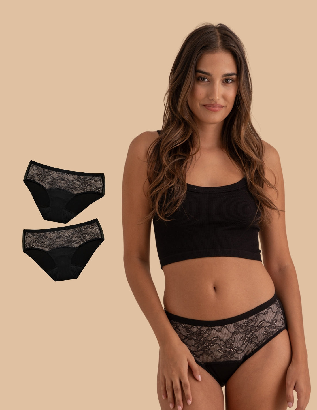 Komplet 2 majtek menstruacyjnych bawełnianych heavy flow, Colette