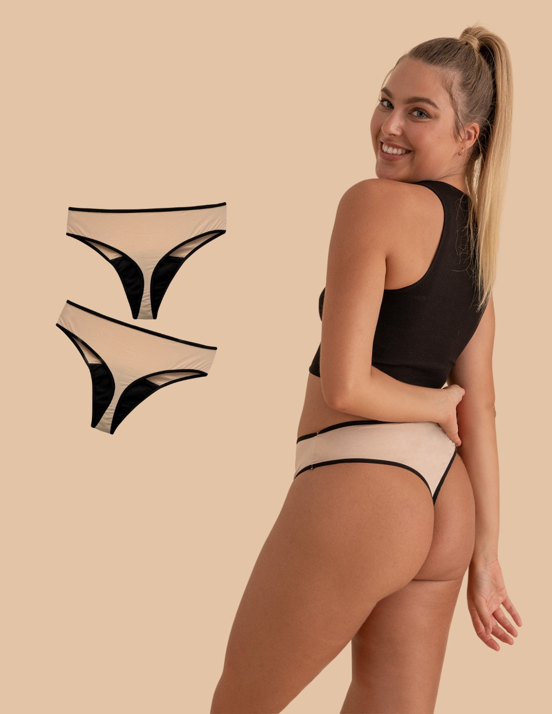 2 Jolie cotton menstrual thongs