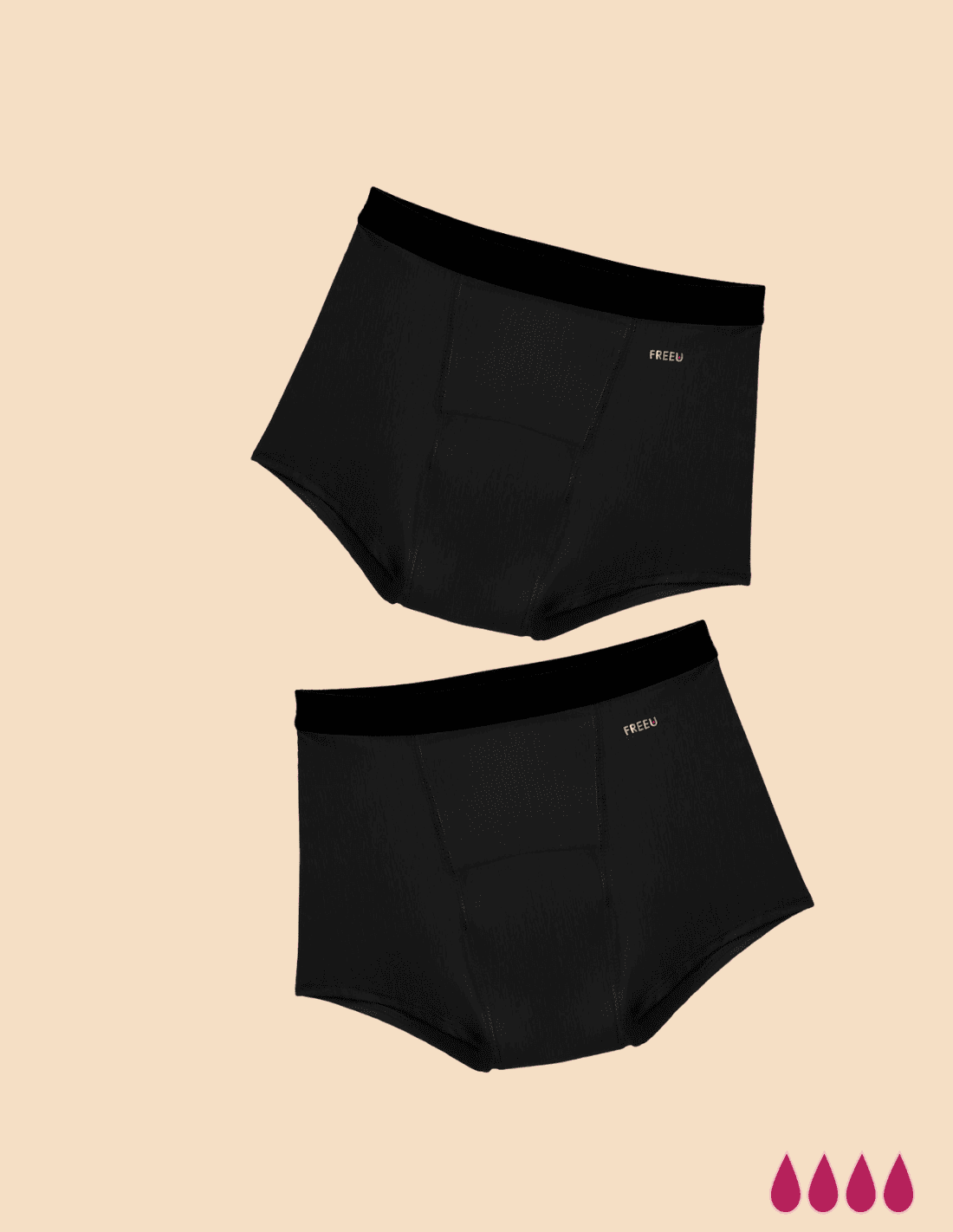 2 shorts menstruels en coton MAYDER pour flux abondant