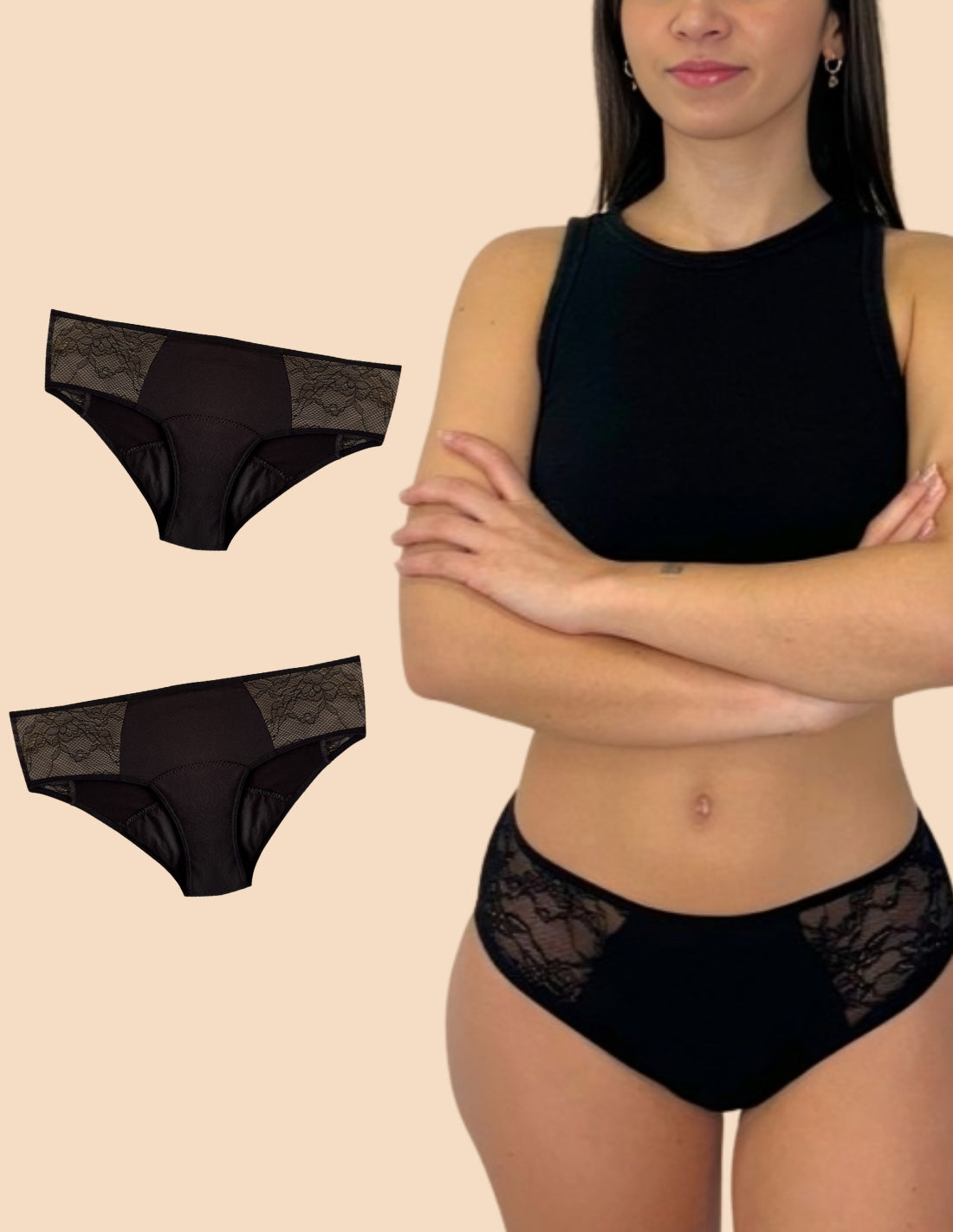 Bragas Menstruales Para Flujo Abundante - 95% Viscosa, 5% Elastano, Lavable A Máquina