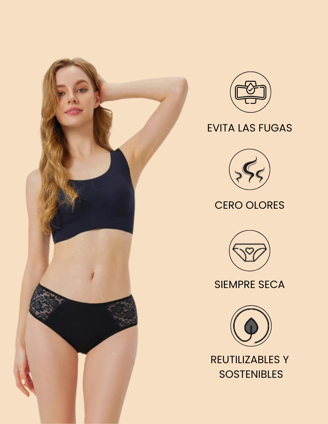 Braga menstrual Extra Absorbente de algodón flujo abundante Laia