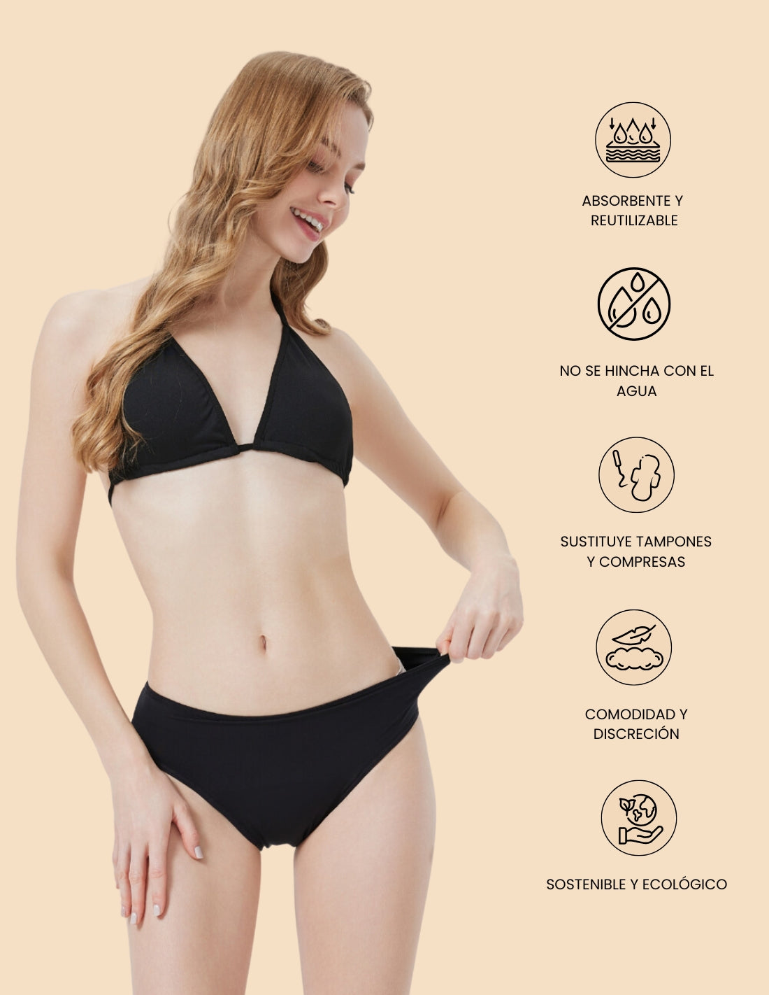 Bikini menstruel Céline pour femmes et adolescentes Absorption abondante Anti-fuite Céline