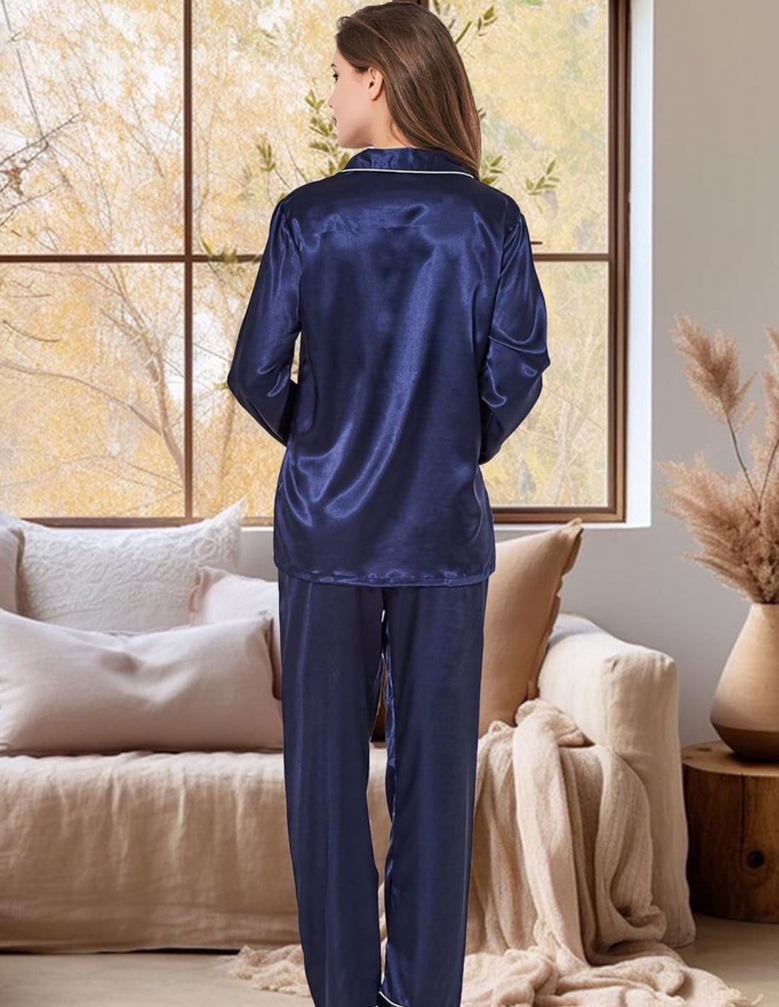 Conjunto de pijama de seda natural para mujer, 2 piezas, con botones delanteros Chanel
