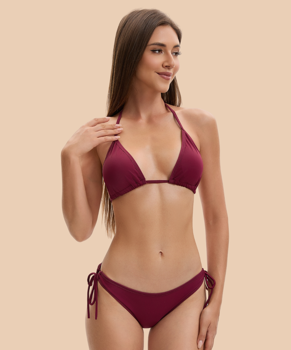 Bikini de baño brasileño completo menstrual Bimba 2 PIEZAS Burdeos +BRAGUITA DE BAÑO