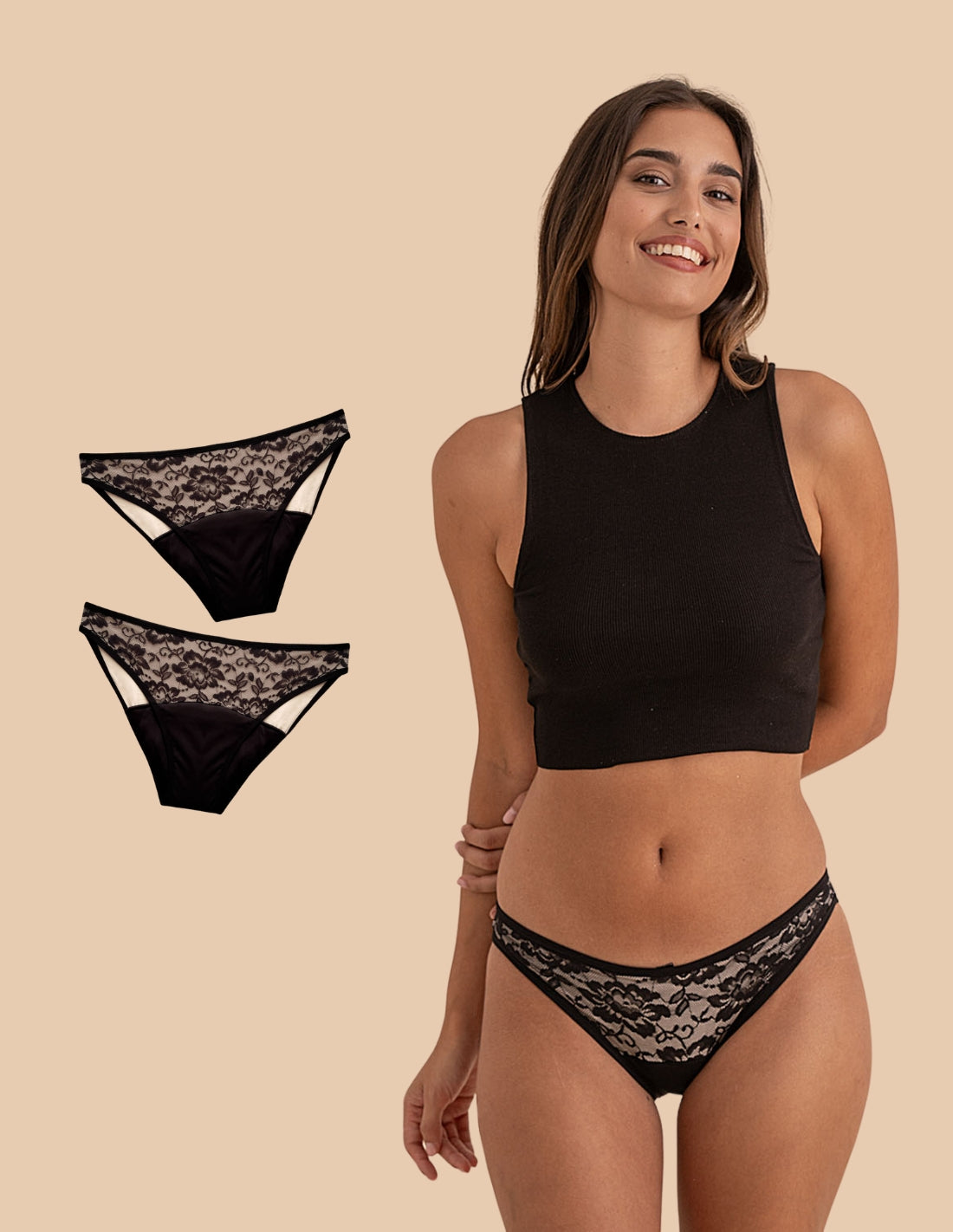 2 culottes menstruelles en bambou Rose Flux abondant