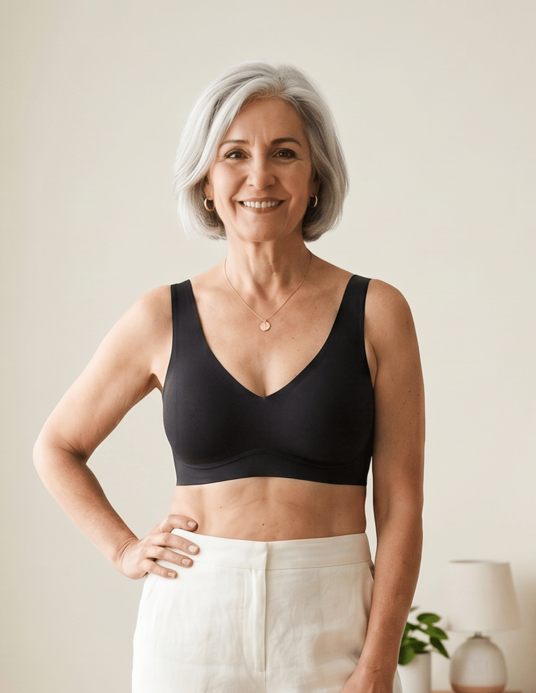 Seamless and wire-free bra with removable foam | Pressure-reducing straps | Chelo Collection