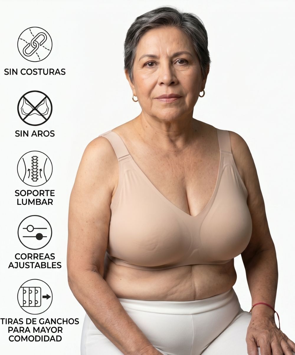 Seamless and wire-free bra with removable foam | Pressure-reducing straps | Chelo Collection