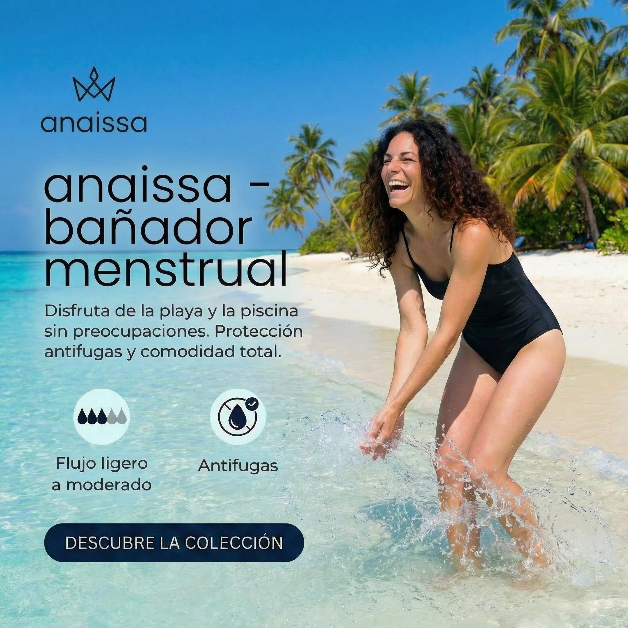 FreeU Menstrual Sports Swimsuit for Swimming 4-Hour Absorption Ibiza