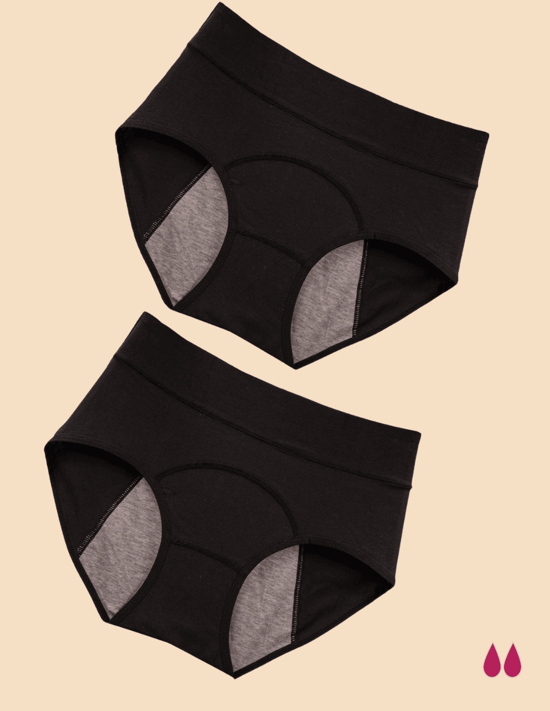 2 Indy Absorbent Cotton Period Panties (No Panty Liners Required)