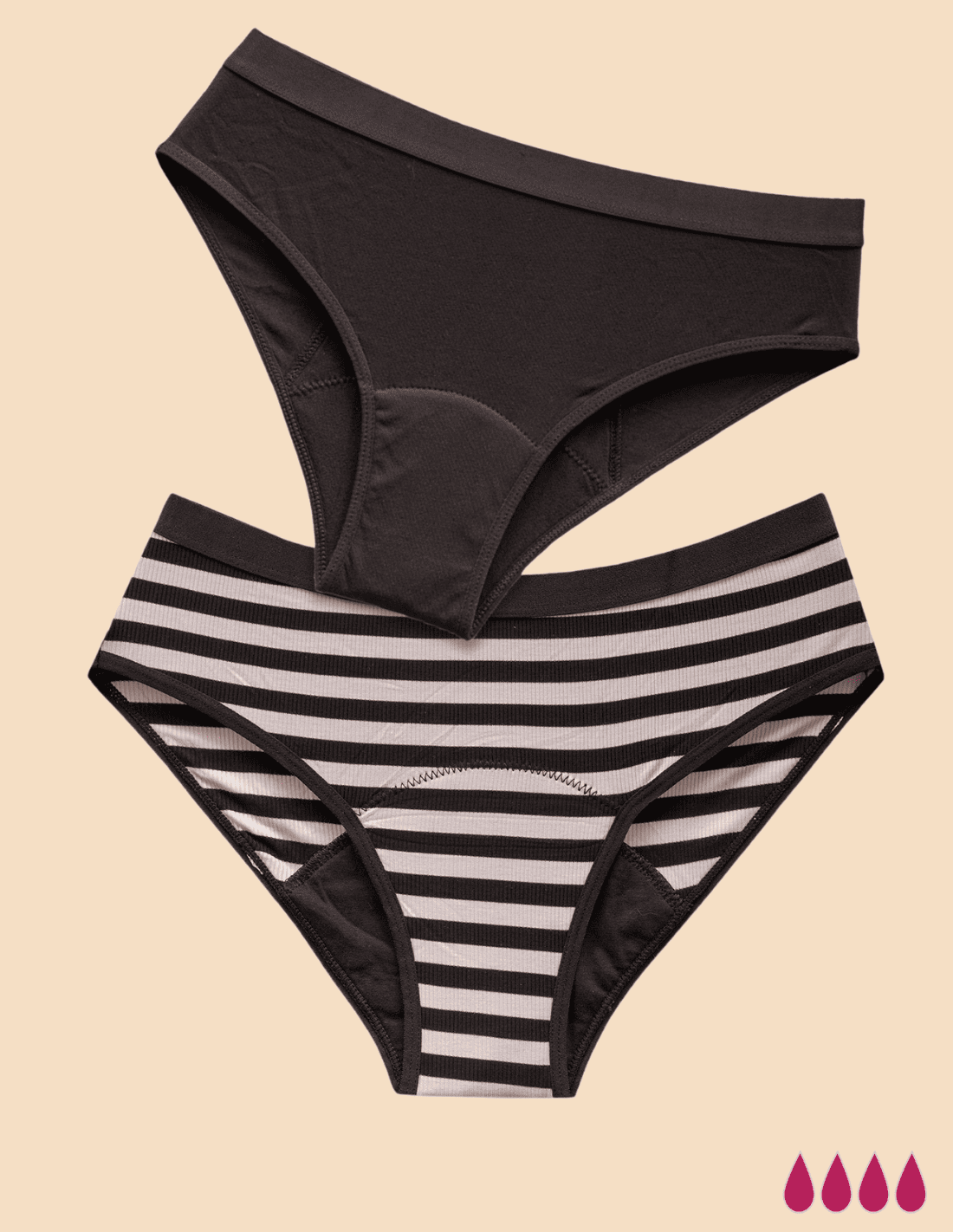 2 bragas menstruales TEEN de bambú Bianca