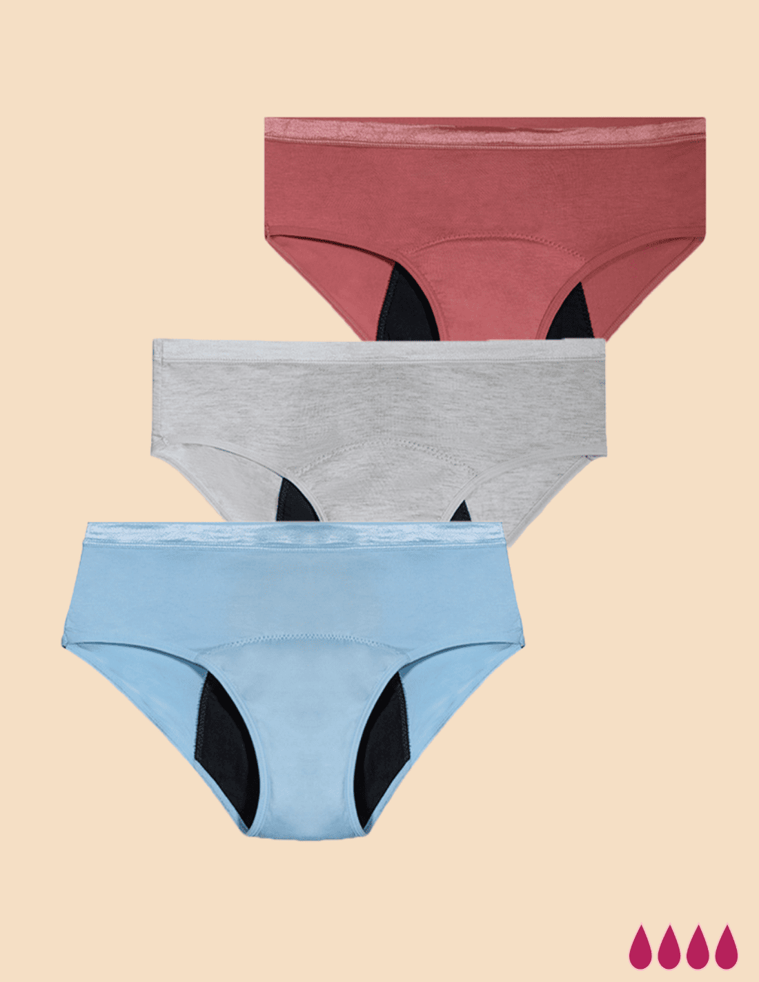 3 Bragas menstruales para niñas en bambu Ayub