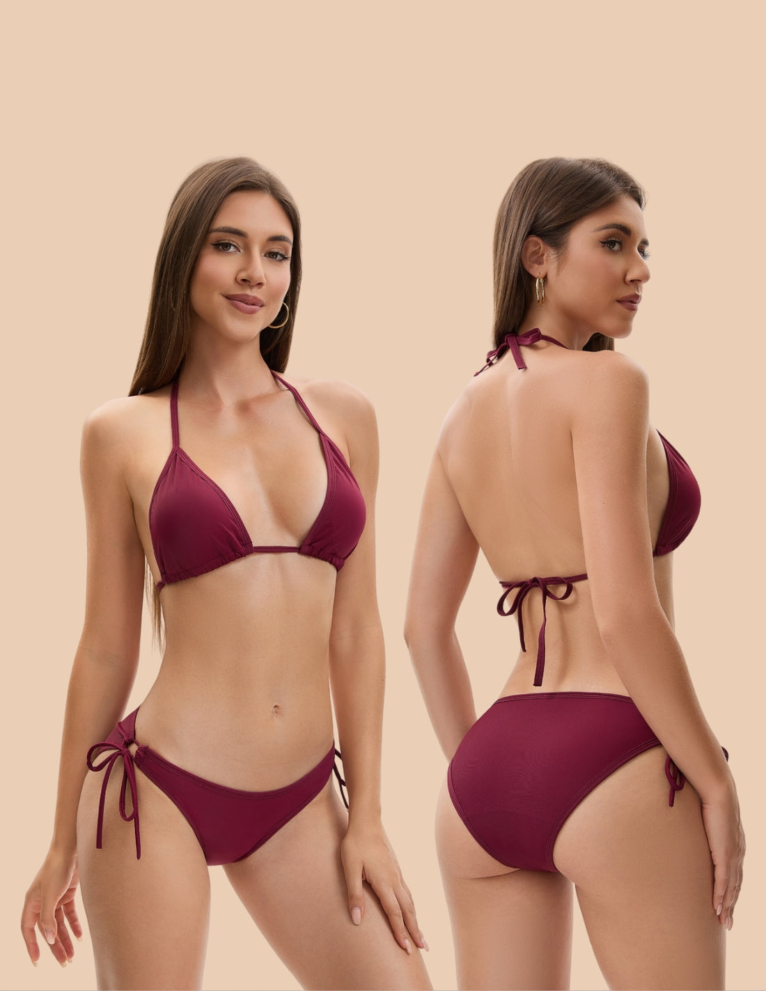 Bikini de baño brasileño completo menstrual Bimba 2 PIEZAS Burdeos +BRAGUITA DE BAÑO
