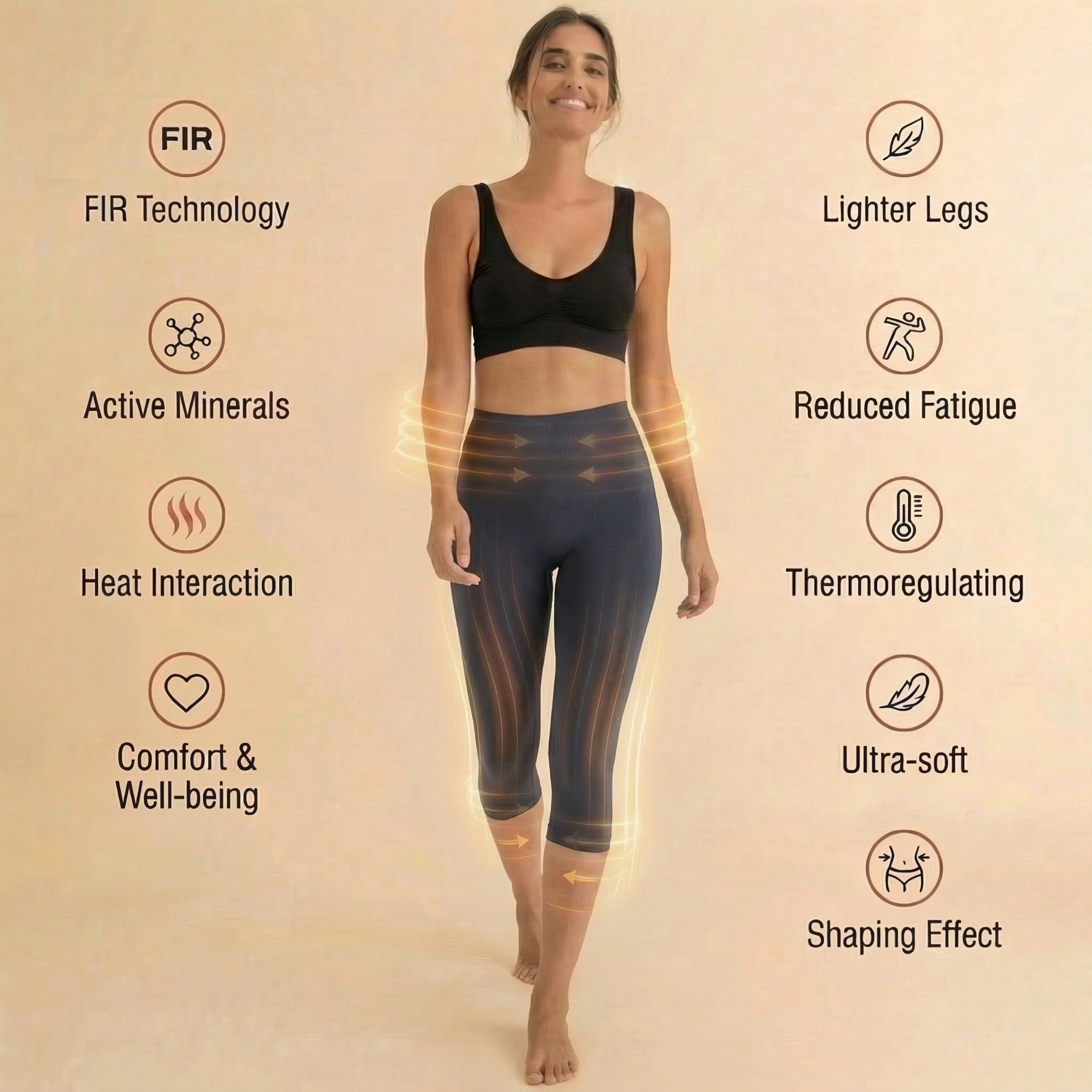 Legging capri compressif avec technologie FIR Nova