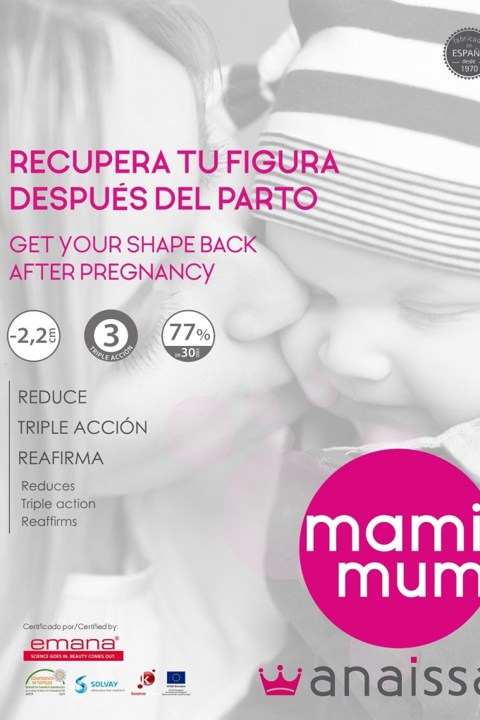 MAMIMUM- Legging para después del parto. Cosméticotextil Inteligente Triple Acción 200 den con Fibra Emana®, adelgaza en 30 días