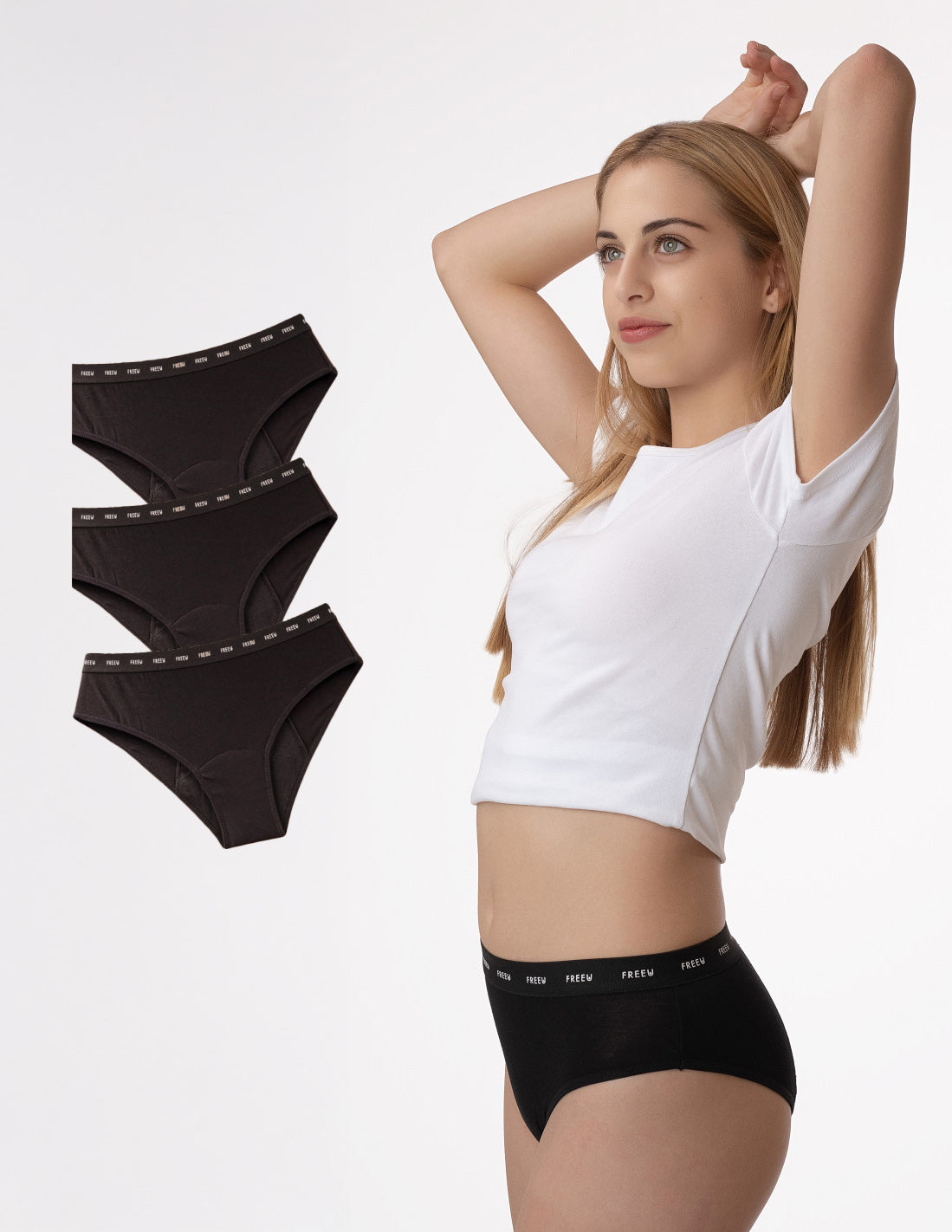 3 culottes menstruels TEEN en bambou Logos FreeU