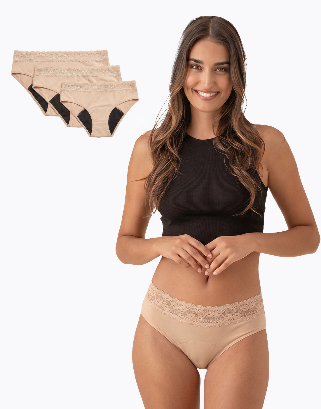 Komplet 3 bawełnianych majtek menstruacyjnych heavy flow, Lola