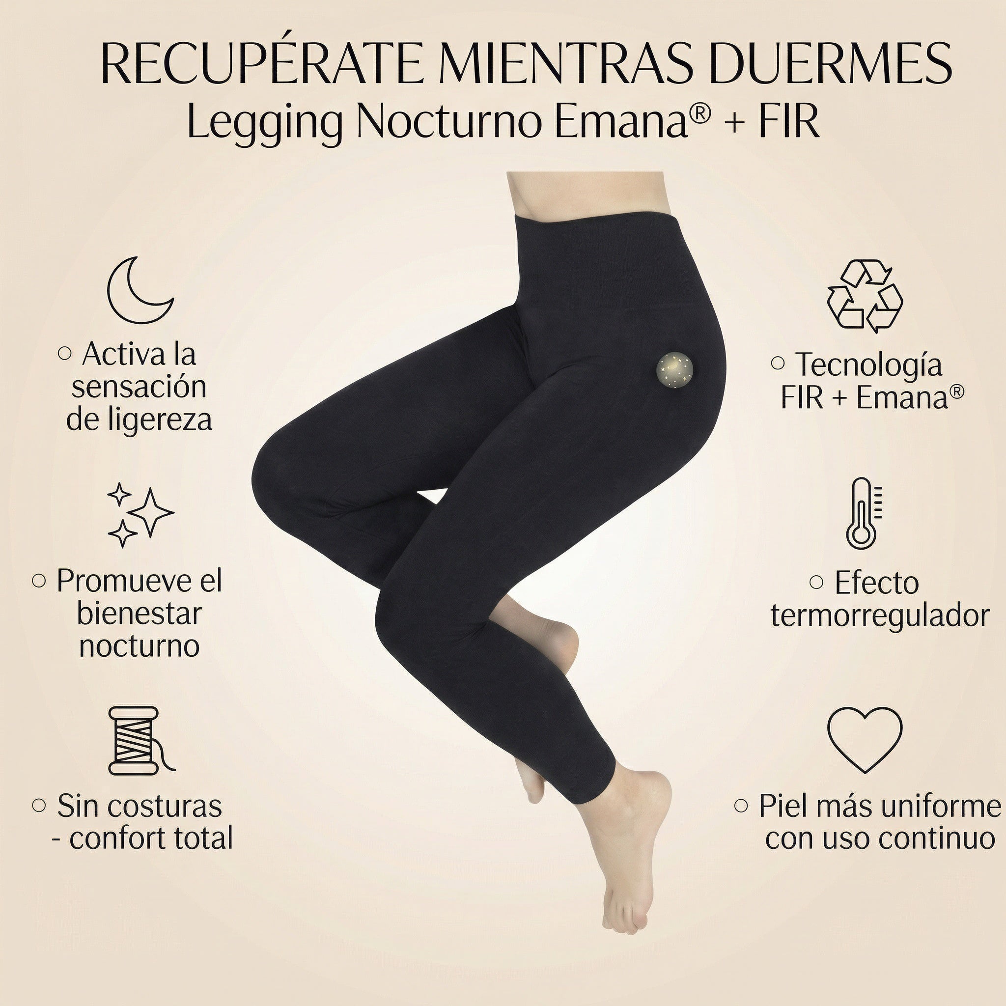 Legging Reductor Nocturno Emana® + FIR – Recupera y Moldea Mientras Duermes