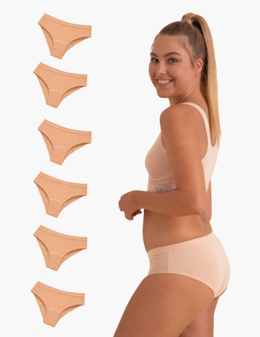 Pack 6 Braguita menstrual Boston (x6) - algodón - abundante - nude