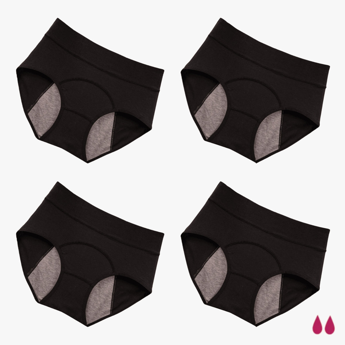 2 culottes menstruelles absorbantes en coton Indy (pas besoin de protège-slips)