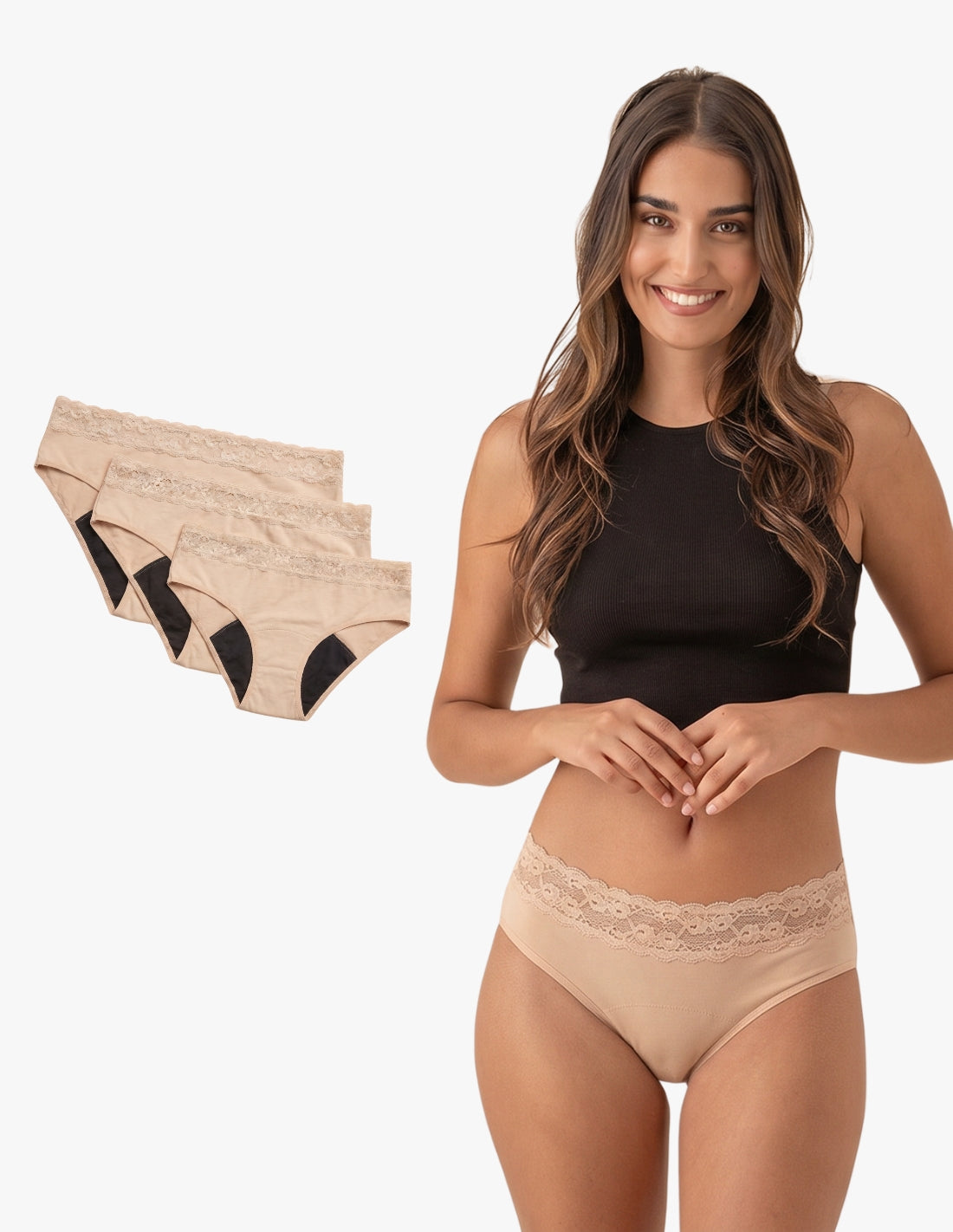 3 culottes menstruelles en bambou Lola flux abondant