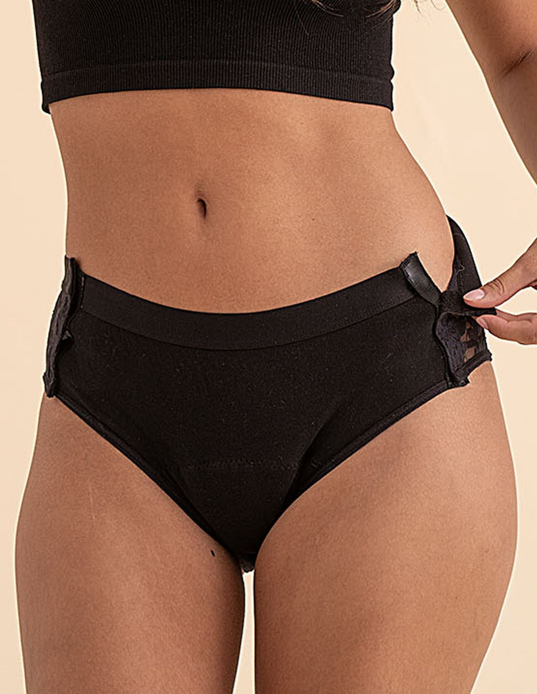 Braga menstrual con cierre de velcro, Velcrochip