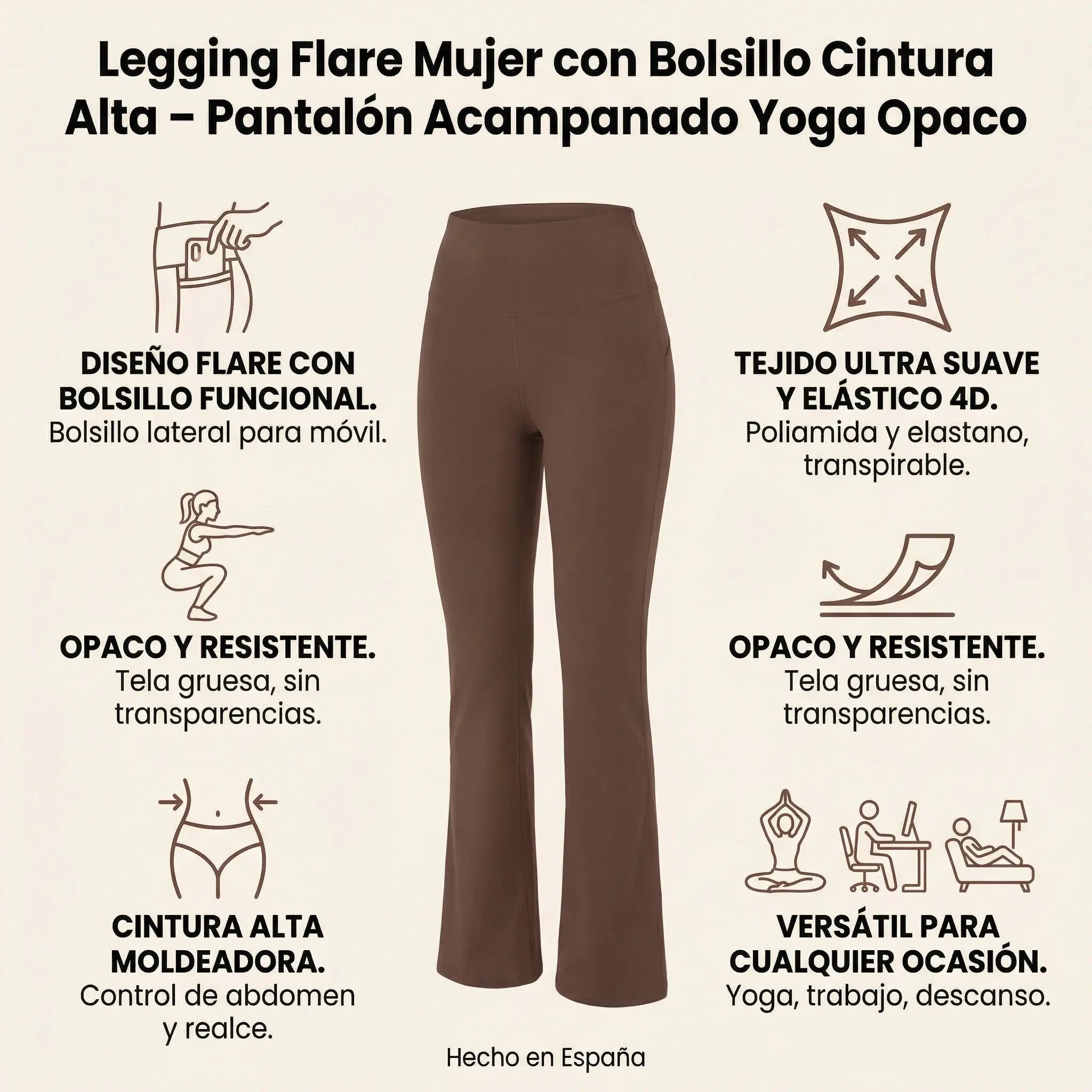 Ensemble Monaco composé d'un haut de sport et d'un legging évasé avec poche.