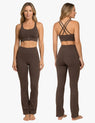 Monaco sports top and flared leggings set with pocket.