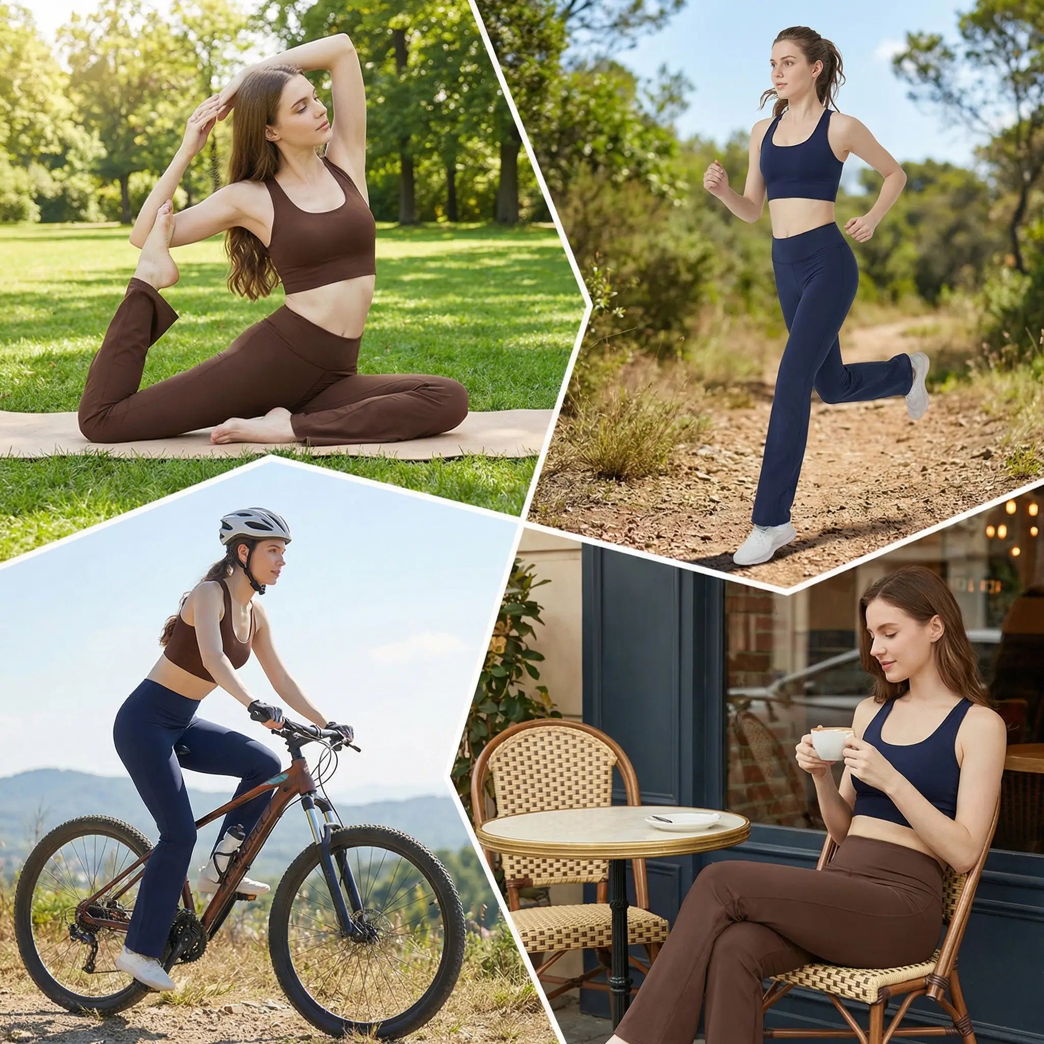 Ensemble Monaco composé d'un haut de sport et d'un legging évasé avec poche.