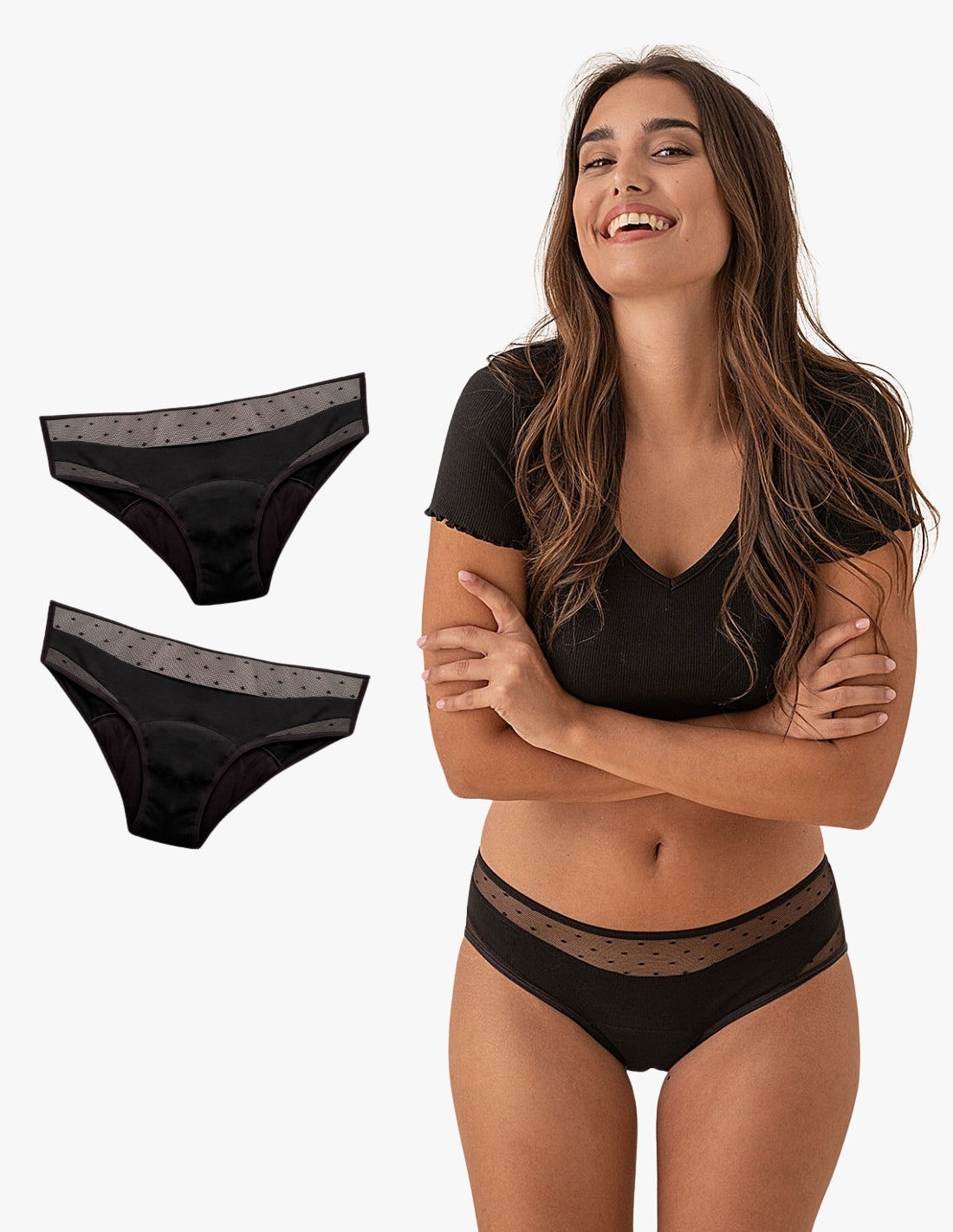 Komplet 2 bawełnianych majtek menstruacyjnych Alba z ciężkim przepływem