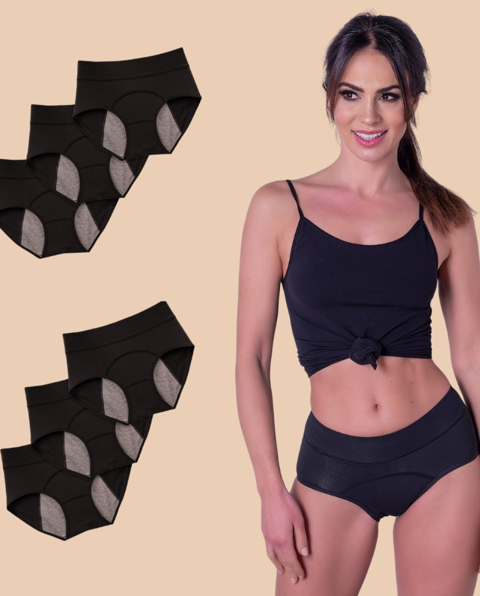 6 bragas menstruales de algodón Absorbentes para no usar salvaslips Indy