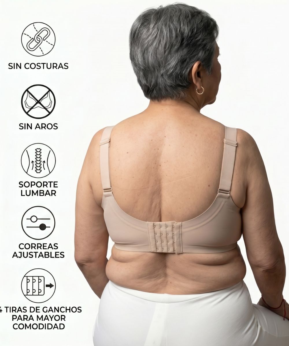 Seamless and wire-free bra with removable foam | Pressure-reducing straps | Chelo Collection