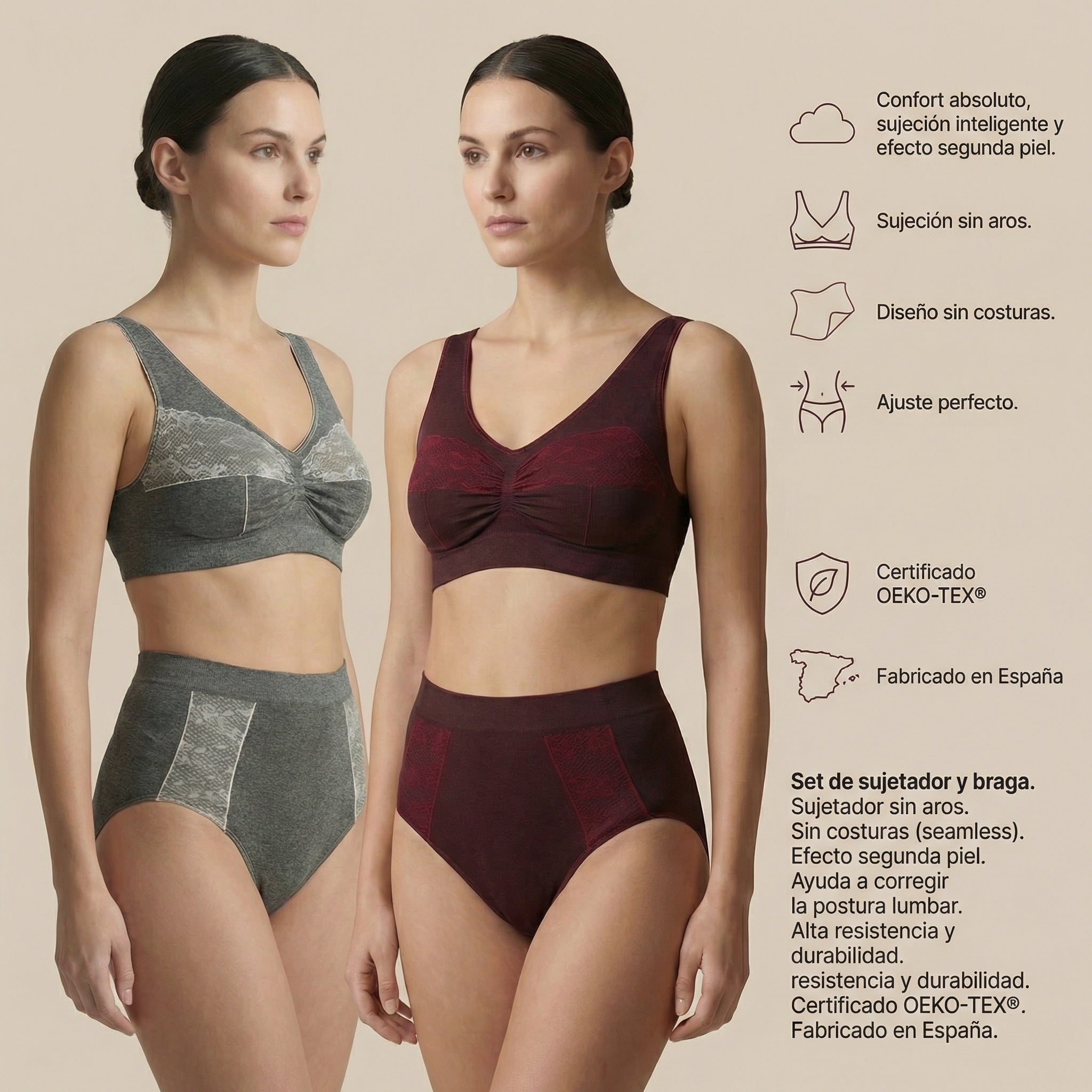 Set sujetador y braga faja sin costuras  Ania